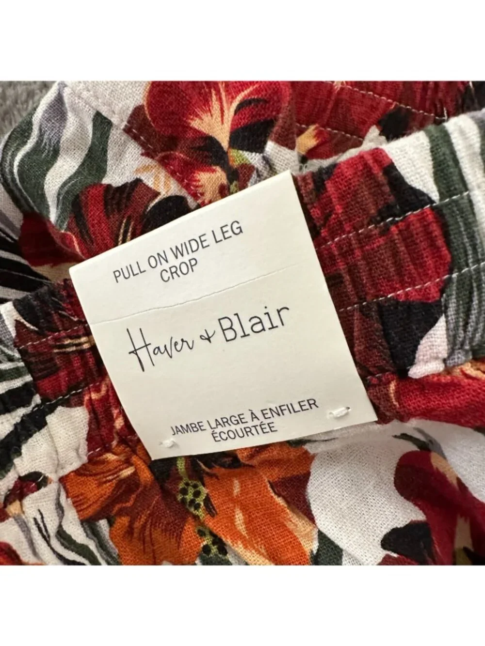 NWT Haven + Blair Linen Rayon Pull On Wide Leg Pants SMALL Tropical - Picture 3 of 6
